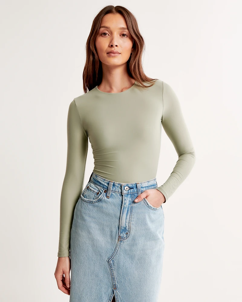 Soft Matte Seamless Long-Sleeve Crew Bodysuit