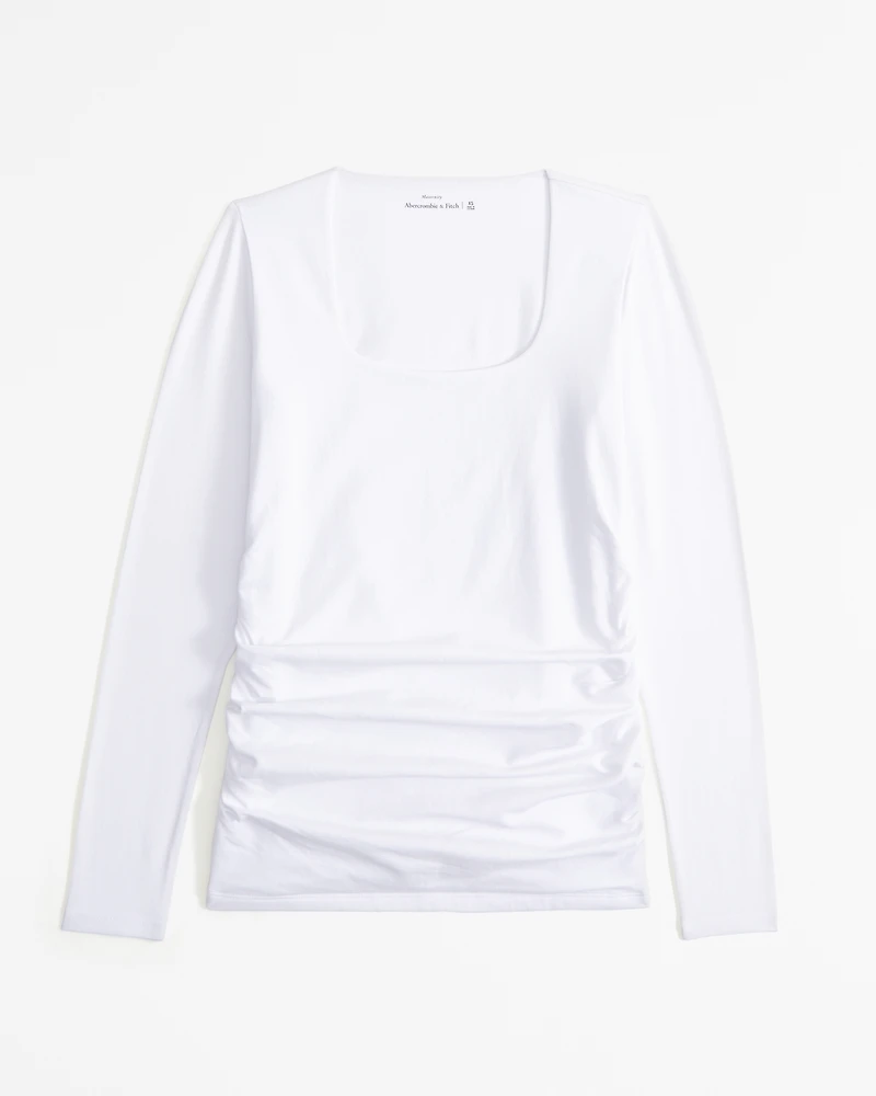 Maternity Long-Sleeve Cotton-Blend Seamless Fabric Top