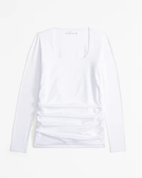 Maternity Long-Sleeve Cotton-Blend Seamless Fabric Top