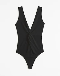Glossy Rib Plunge Twist Bodysuit