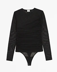 Long-Sleeve Layered Mesh Bodysuit