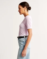 Sheer Half-Sleeve Slash Top