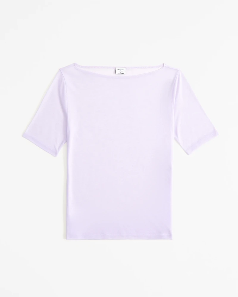 Sheer Half-Sleeve Slash Top