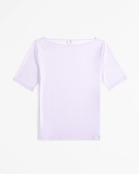 Sheer Half-Sleeve Slash Top