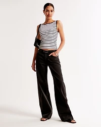 Cotton-Blend Seamless Fabric Boatneck Top