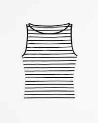 Cotton-Blend Seamless Fabric Boatneck Top