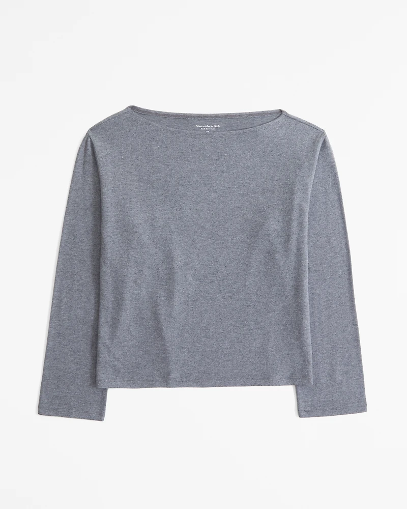 Long-Sleeve Cozy Lounge Knit Tuckable Slash Tee
