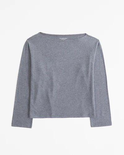 Long-Sleeve Cozy Lounge Knit Tuckable Slash Tee