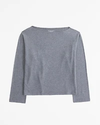 Long-Sleeve Cozy Lounge Knit Tuckable Slash Tee