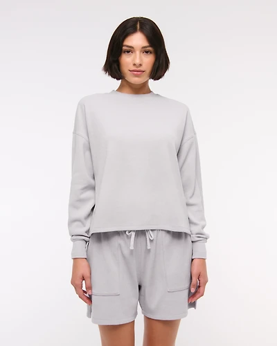 Long-Sleeve Oversized Lounge Waffle Tee