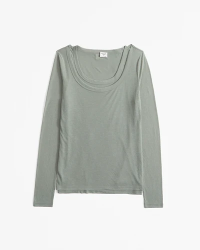 Long-Sleeve Balletic Scoopneck Top