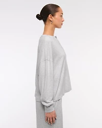 Long-Sleeve Cozy Lounge Knit Oversized Henley Top