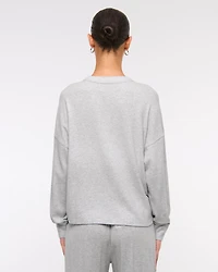 Long-Sleeve Cozy Lounge Knit Oversized Henley Top