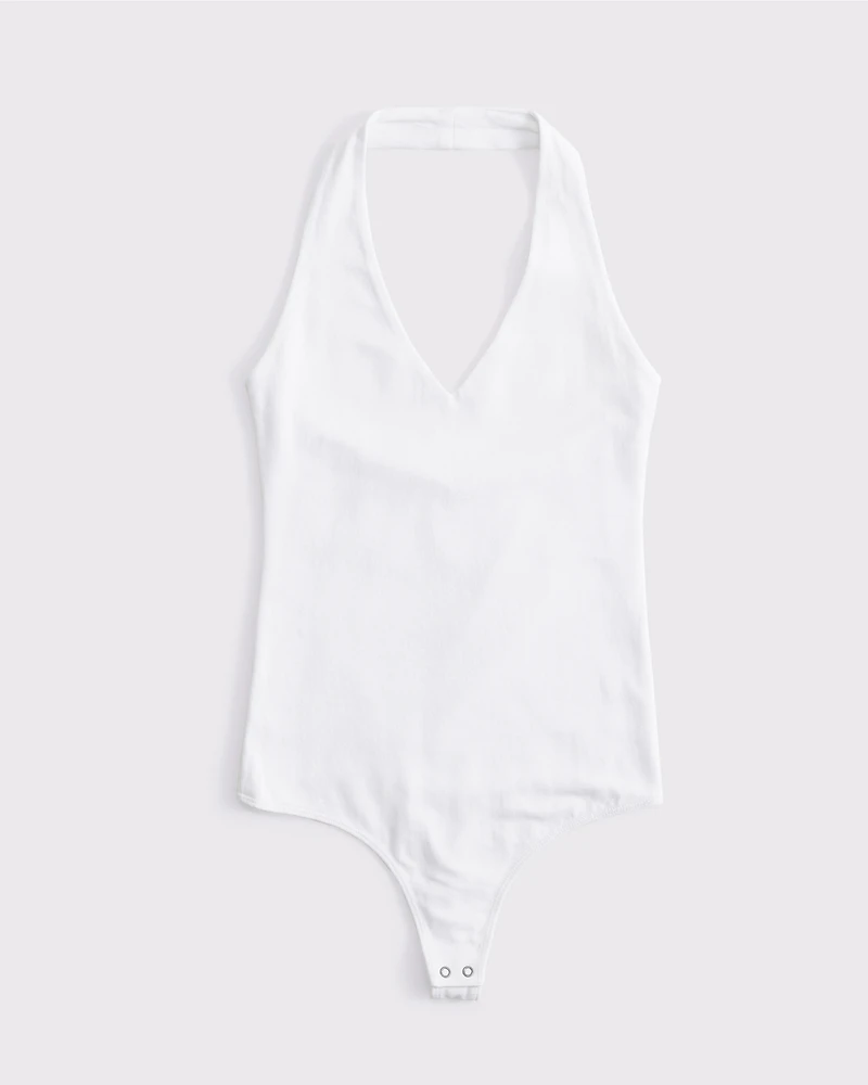 Cotton-Blend Seamless Fabric Halter Bodysuit