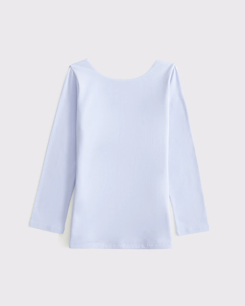 Long-Sleeve Balletic Scoop-Back Top