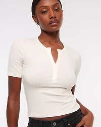 Half-Sleeve Henley Top