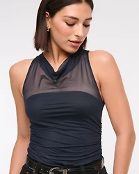 Mesh Cowl Neck Bodysuit