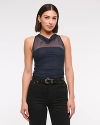 Mesh Cowl Neck Bodysuit
