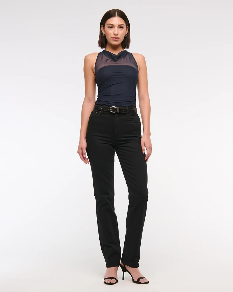 Mesh Cowl Neck Bodysuit