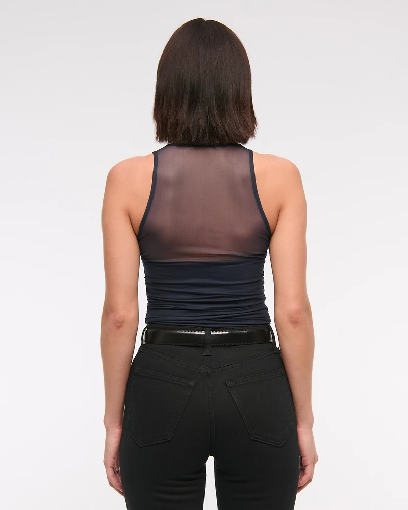 Mesh Cowl Neck Bodysuit