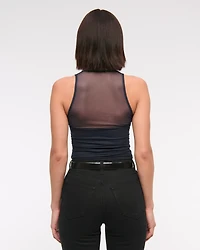 Mesh Cowl Neck Bodysuit