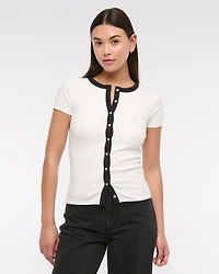 Ribbed Button-Through Top