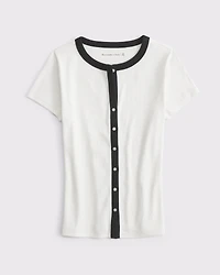 Ribbed Button-Through Top