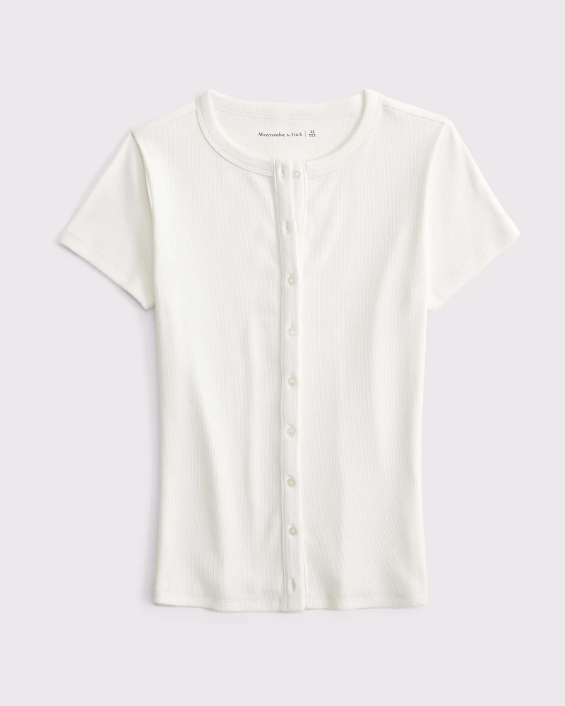 Ribbed Button-Through Top