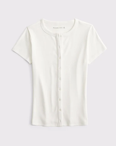 Ribbed Button-Through Top