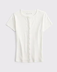 Ribbed Button-Through Top