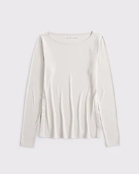 Brushed Jersey Long-Length Slash Top