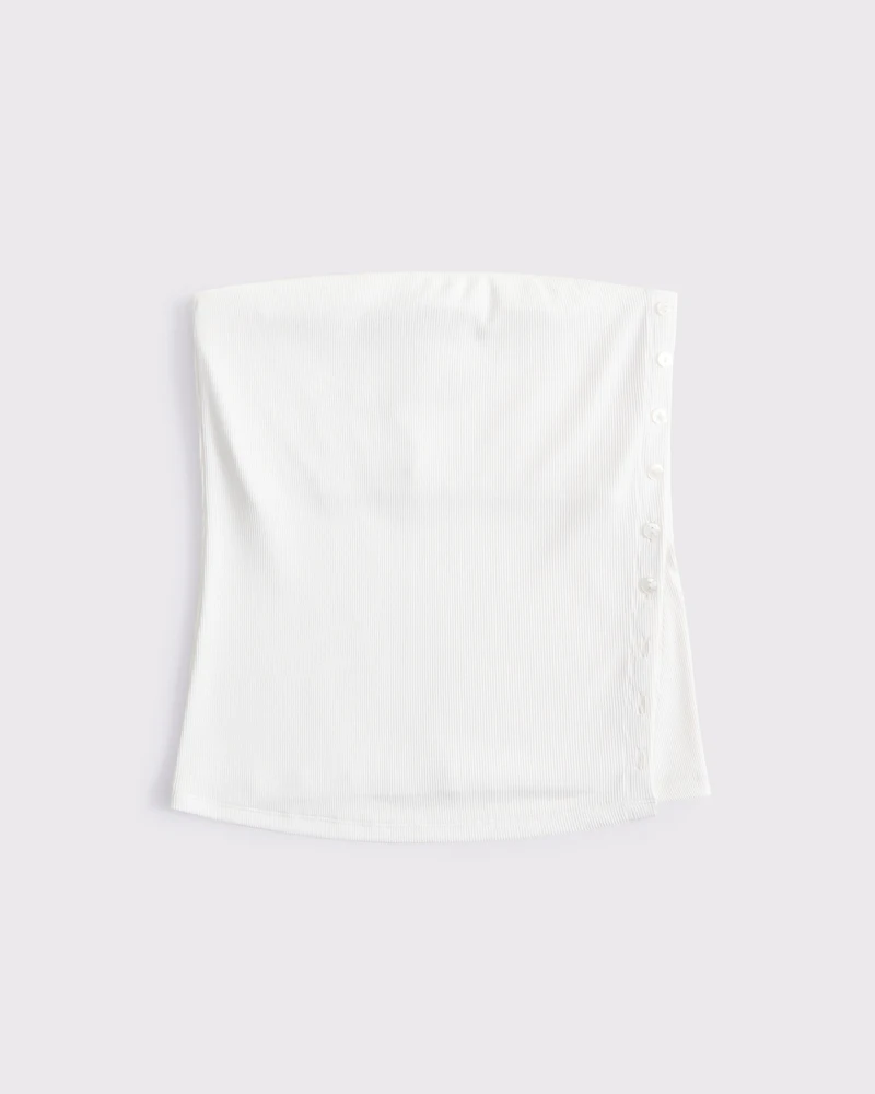 Powdered Rib Side-Button Tube Top