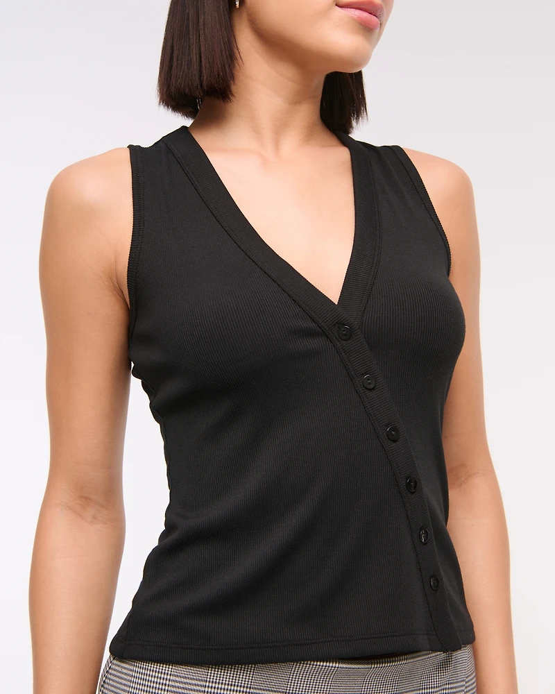 Asymmetrical Button-Through Top