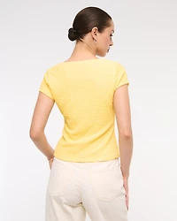Bubble Knit Tie-Front Top