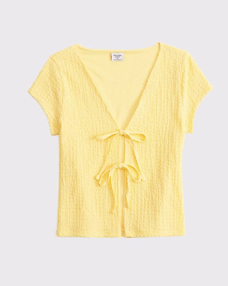 Bubble Knit Tie-Front Top