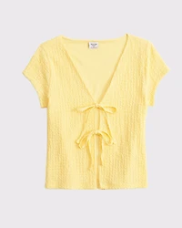 Bubble Knit Tie-Front Top