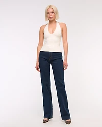 Cotton-Blend Seamless Fabric Halter Top