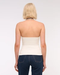 Cotton-Blend Seamless Fabric Halter Top
