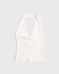 Cotton-Blend Seamless Fabric Halter Top