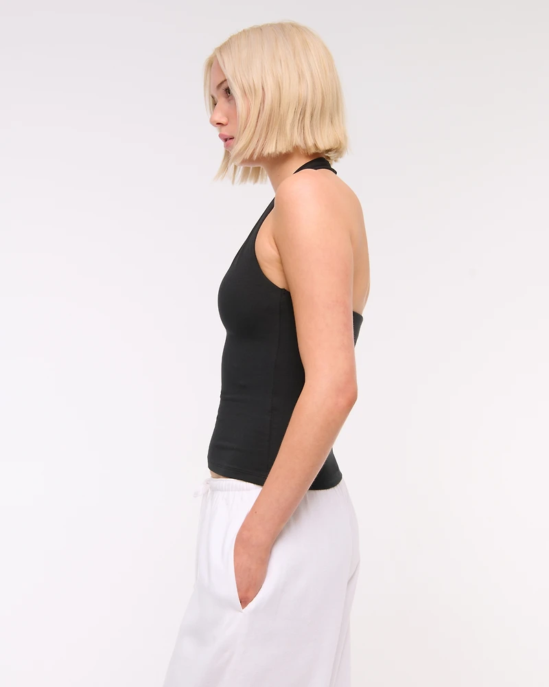 Cotton-Blend Seamless Fabric Halter Top