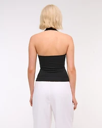 Cotton-Blend Seamless Fabric Halter Top