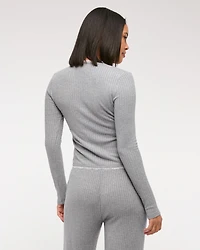 Long-Sleeve Lounge Button-Through Top