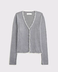 Long-Sleeve Lounge Button-Through Top
