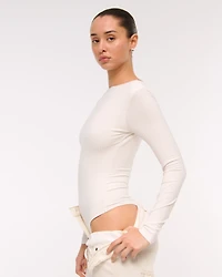 Long-Sleeve Wide Rib Slash Bodysuit