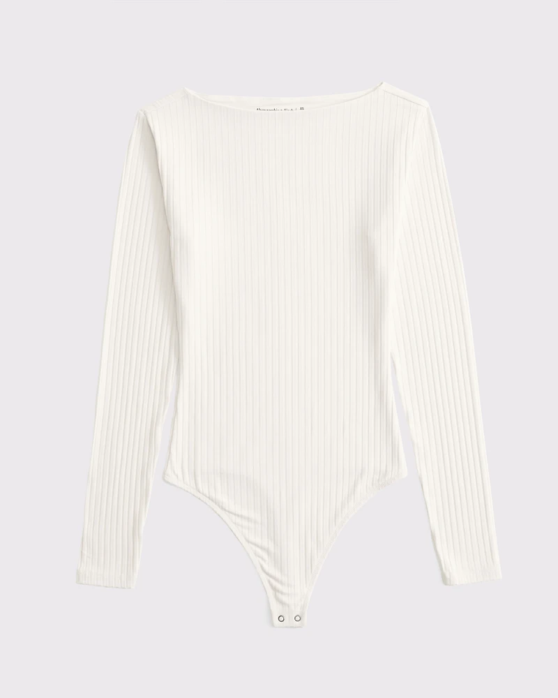 Long-Sleeve Wide Rib Slash Bodysuit