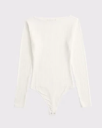 Long-Sleeve Wide Rib Slash Bodysuit