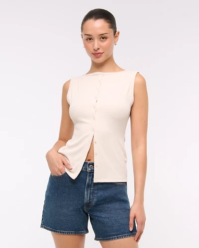 Slash Button-Through Top