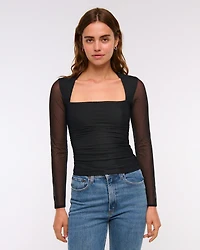 The A&F Ava Long-Sleeve Mesh Top