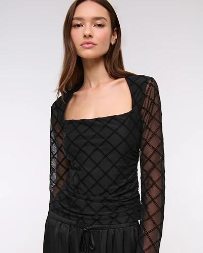 The A&F Ava Long-Sleeve Mesh Top