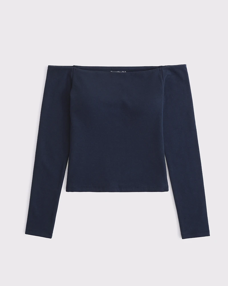Bra-Free Off-The-Shoulder Long-Sleeve Top